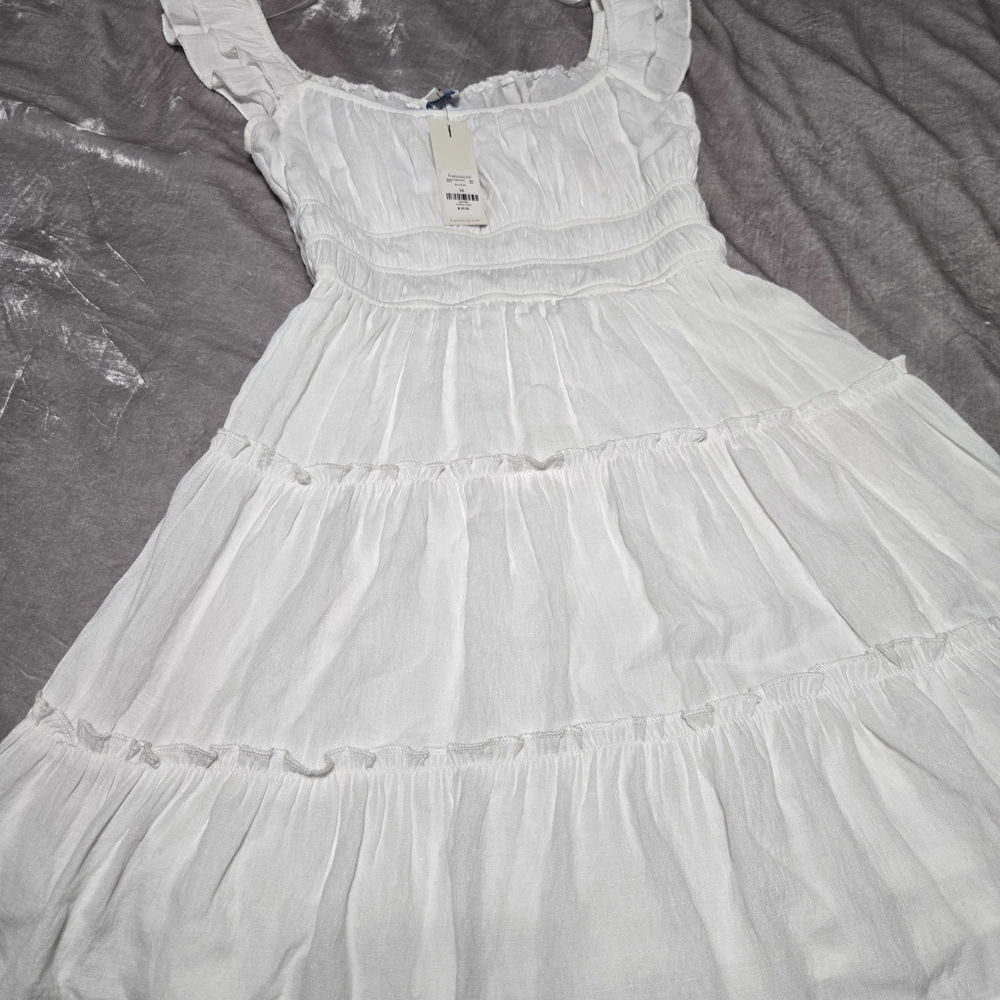 Francesca's Collections White Tiered Ruffle Midi Dress - Picture 6 of 6